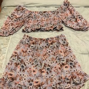 Live To Be Spoiled lavender & floral two piece set.
